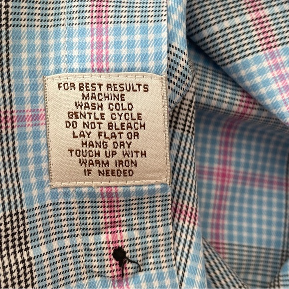 Peter Millar Men's Shirt Button Down Blue Black Pink Plaid 100% Cotton Size M - Picture 6 of 9